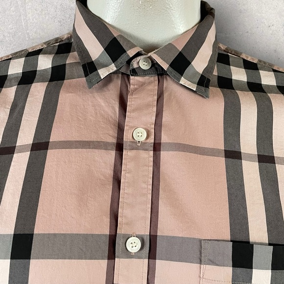 Burberry London Shirt Men’s 3XL Nova Check Pink Plaid Button Up Long Sleeve 1417 - Picture 2 of 12